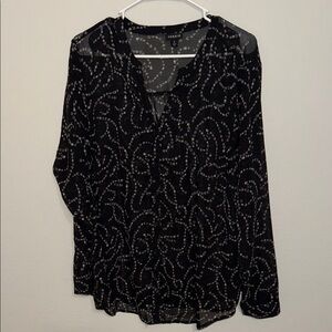 Torrid Black and White Skull Swirl Design Sheer Blouse - size 2. M